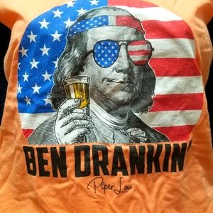 New Large Piper Lou Ben Drankin' Franklin Tank Tag Sz XL
